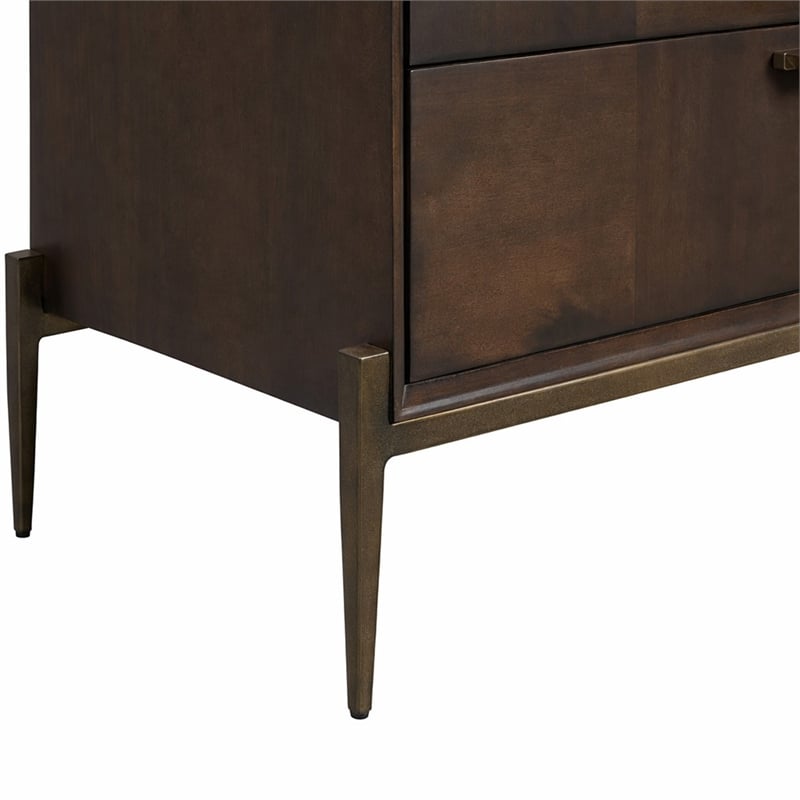 Pemberly Row Acacia Wood and Metal Dresser in Dark Walnut
