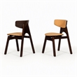 Pemberly Row Faux Leather & Solid Wood Dining Chairs in Brown (Set of 2)