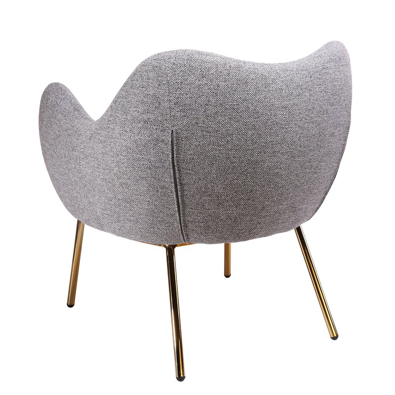 Pemberly Row Fabric Upholstered Accent Chair with Gold Plated Legs in Gray