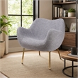 Pemberly Row Fabric Upholstered Accent Chair with Gold Plated Legs in Gray