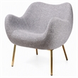 Pemberly Row Fabric Upholstered Accent Chair with Gold Plated Legs in Gray