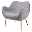 Pemberly Row Fabric Upholstered Accent Chair with Gold Plated Legs in Gray