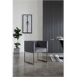 Pemberly Row Velvet Dining Chair with Antique Brass Legs in Dark Gray