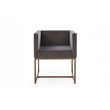 Pemberly Row Velvet Dining Chair with Antique Brass Legs in Dark Gray