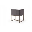 Pemberly Row Velvet Dining Chair with Antique Brass Legs in Dark Gray