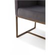 Pemberly Row Velvet Dining Chair with Antique Brass Legs in Dark Gray