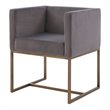 Pemberly Row Velvet Dining Chair with Antique Brass Legs in Dark Gray