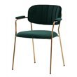 Pemberly Row Set of 2 Velvet Dining Chairs with Stainless Steel Frame in Green