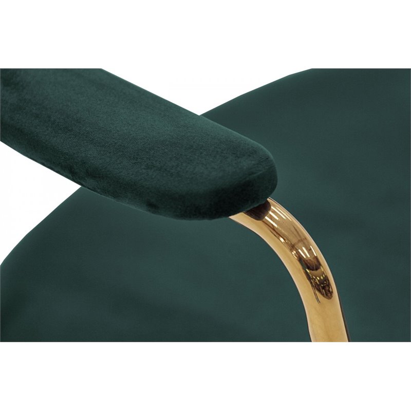 Pemberly Row Set of 2 Velvet Dining Chairs with Stainless Steel Frame in Green