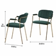 Pemberly Row Set of 2 Velvet Dining Chairs with Stainless Steel Frame in Green