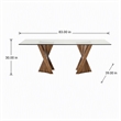 Pemberly Row Rectangular Mid-Century Glass Dining Table in Walnut Finish