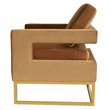 Pemberly Row Velvet Stainless Steel Accent Chair in Camel Brown and Gold