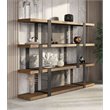 Pemberly Row Brewer 4-Shelf Modern Veneer & Metal Bookshelf in Walnut/Black