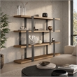 Pemberly Row Brewer 4-Shelf Modern Veneer & Metal Bookshelf in Walnut/Black