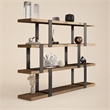 Pemberly Row Brewer 4-Shelf Modern Veneer & Metal Bookshelf in Walnut/Black