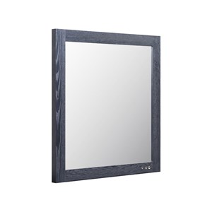Pemberly Row Smoked Ash Veneer Modern Mirror with Brass Accents