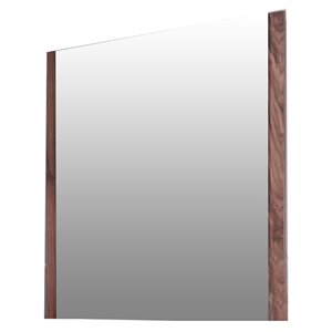 Pemberly Row Modern 40x34 Glass and Walnut Rectangular Mirror