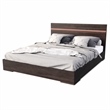 Pemberly Row 62x83 Modern Wood and Stainless Steel Queen Bed in Walnut