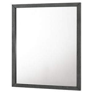Pemberly Row Bryan Rectangular MDF and Glass Mirror in Wash Gray Clear