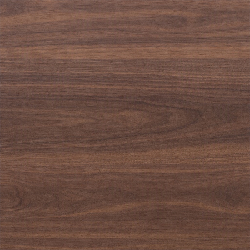 Pemberly Row Queen Laminate Wood Bed in Walnut with Elongated Headboard