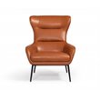 Pemberly Row Modern Faux Leather Lounge Chair with Metal Legs in Orange