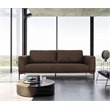 Pemberly Row Contemporary Sofa in Brown Fabric with Black Metal Legs