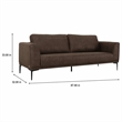 Pemberly Row Contemporary Sofa in Brown Fabric with Black Metal Legs