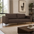 Pemberly Row Contemporary Sofa in Brown Fabric with Black Metal Legs