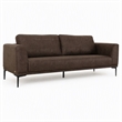 Pemberly Row Contemporary Sofa in Brown Fabric with Black Metal Legs