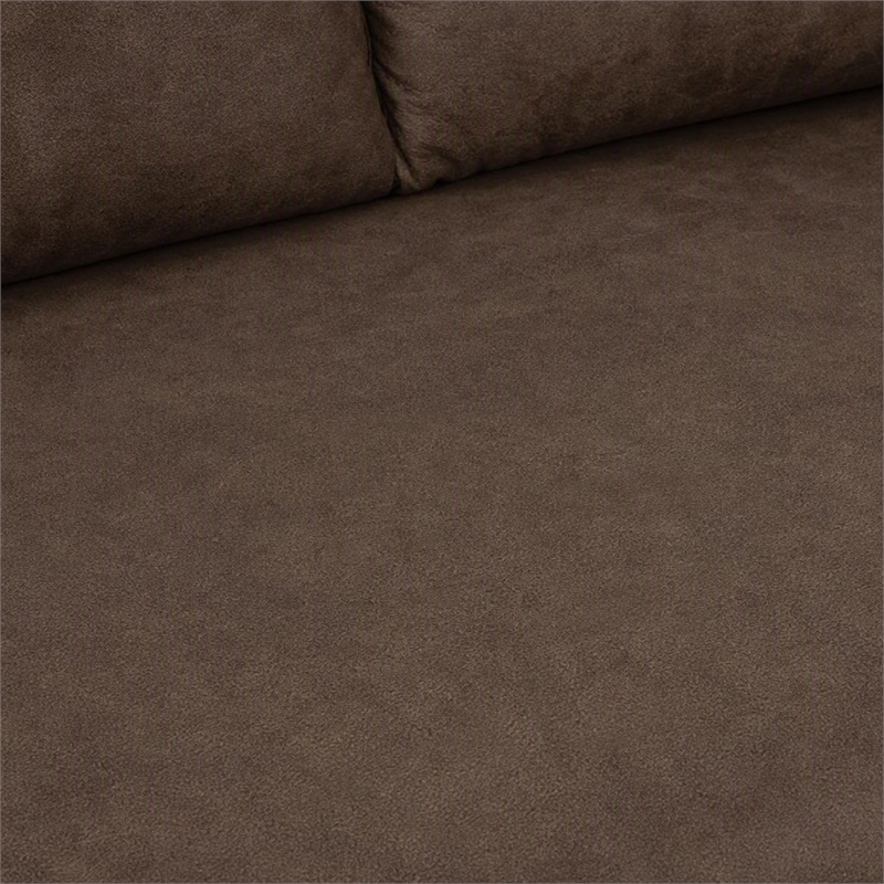 Pemberly Row Contemporary Sofa in Brown Fabric with Black Metal Legs