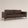 Pemberly Row Contemporary Sofa in Brown Fabric with Black Metal Legs