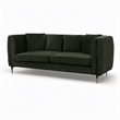Pemberly Row Modern Velvet Sofa in Dark Green with Gold Accent Legs