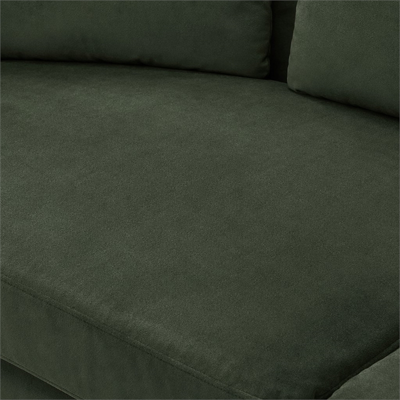 Pemberly Row Modern Velvet Sofa in Dark Green with Gold Accent Legs
