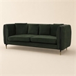 Pemberly Row Modern Velvet Sofa in Dark Green with Gold Accent Legs