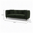 Pemberly Row Modern Velvet Sofa in Dark Green with Gold Accent Legs