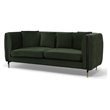 Pemberly Row Modern Velvet Sofa in Dark Green with Gold Accent Legs
