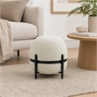 Pemberly Row Contemporary Sherpa Fabric Ottoman in White and Black