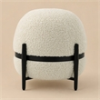Pemberly Row Contemporary Sherpa Fabric Ottoman in White and Black