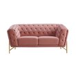 Pemberly Row Velvet Loveseat with Diamond Tufted Back in Salmon Pink