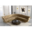 Pemberly Row Fabric and Stainless Steel L-Shape Sectional Sofa in Mustard Yellow