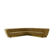 Pemberly Row Fabric and Stainless Steel L-Shape Sectional Sofa in Mustard Yellow