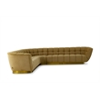 Pemberly Row Fabric and Stainless Steel L-Shape Sectional Sofa in Mustard Yellow