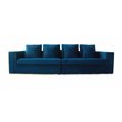 Pemberly Row Velvet Sofa with Stainless Steel Accents in Blue and Gold