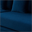 Pemberly Row Velvet Sofa with Stainless Steel Accents in Blue and Gold