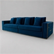 Pemberly Row Velvet Sofa with Stainless Steel Accents in Blue and Gold