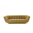 Pemberly Row Blind Biscuit Tufted Fabric Sofa in Mustard Yellow and Gold