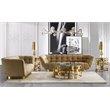 Pemberly Row Blind Biscuit Tufted Fabric Sofa in Mustard Yellow and Gold