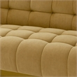 Pemberly Row Blind Biscuit Tufted Fabric Sofa in Mustard Yellow and Gold