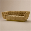 Pemberly Row Blind Biscuit Tufted Fabric Sofa in Mustard Yellow and Gold