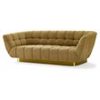 Pemberly Row Blind Biscuit Tufted Fabric Sofa in Mustard Yellow and Gold